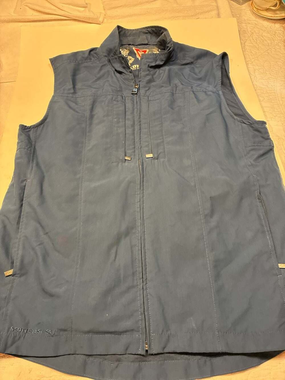 Scottevest Travel Utility Vest Size M Blue Multi Pocket TEC